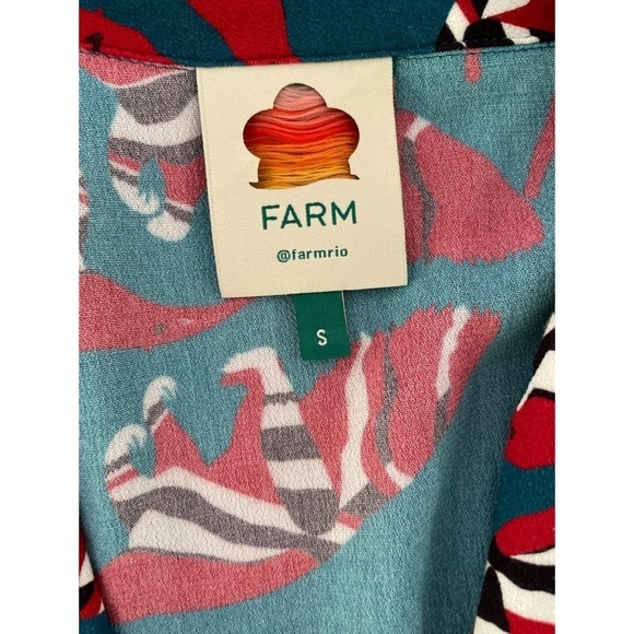 NWOT Farm Rio Anteaters Animal Print Duo Tamandua Long Sleeves Maxi Dress Small - Picture 3 of 13